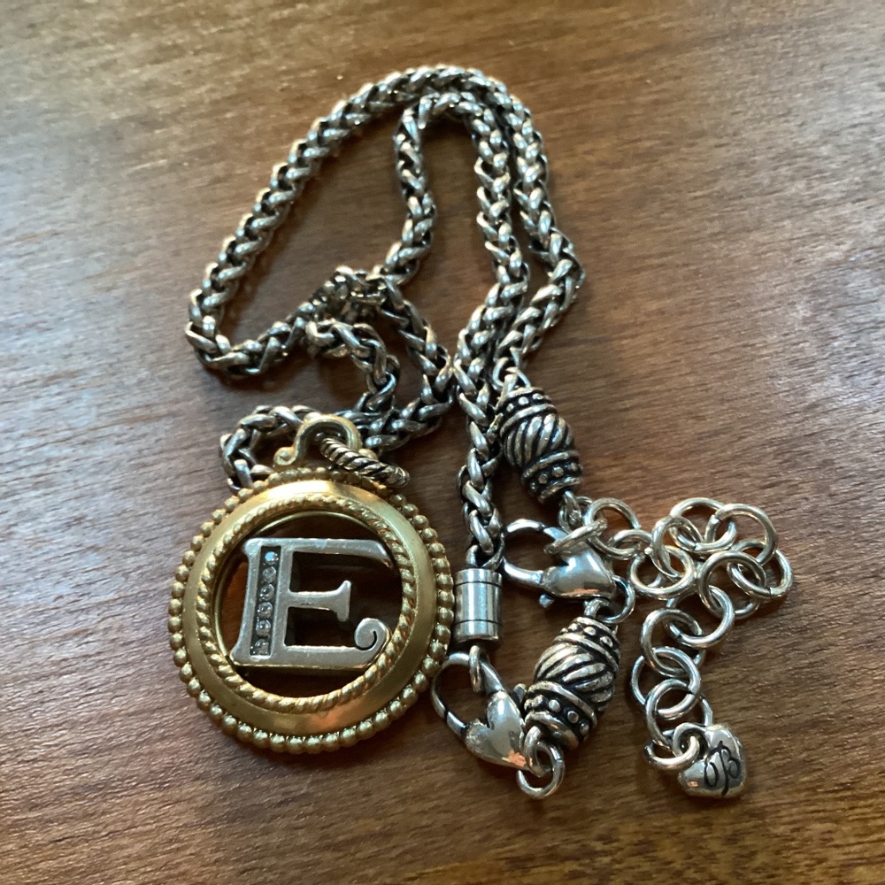 Brighton Silver/Gold-tone Necklace Letter E Pendant 35g